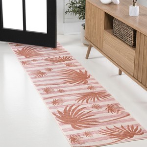 JONATHAN Y Veronica Classic Beach Stripe and Palm Leaf Indoor/Outdoor Area Rug - 1 of 4