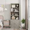 Industrial Bookshelf with Doors, 71.4" Farmhouse Bookcase with 6 Shelves (4 Open & 2 Behind Cabinet), Wooden Shelf for Living Room, Home Office - 2 of 4