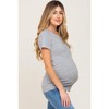 PinkBlush Heather Grey Basic Crew Neck Maternity Tee - 2 of 4