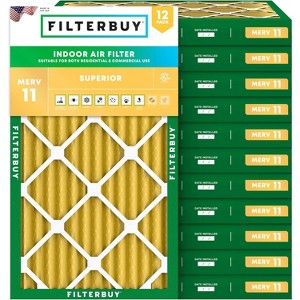 Filterbuy 16x24x2 Air Filter (12-Pack), Pleated MERV 11 Allergen Defense Replacement HVAC AC Furnace Filters (Actual Size: 15.38 x 23.38 x 1.75) - 1 of 4