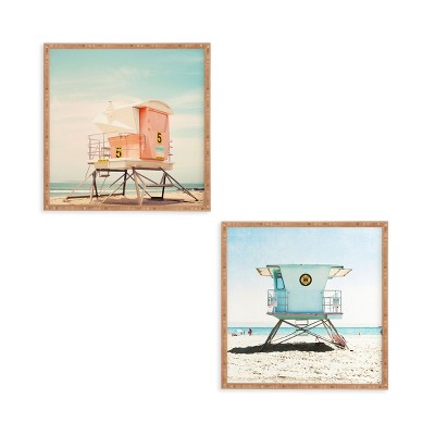 12"x12" 2pc Santa Cruz Summer Framed Decorative Wall Art Set Blue - Deny Designs