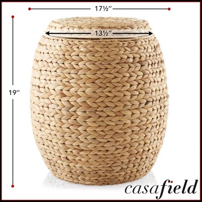 Natural Water Hyacinth Round Storage Basket with Lid