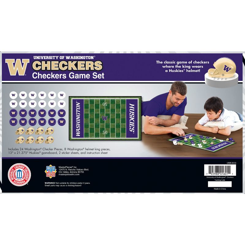 MasterPieces Officially licensed NCAA Washington Huskies Checkers Board Game for Families and Kids ages 6 and Up, 3 of 6