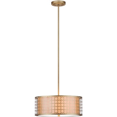 Romantic Geometric Gold Drum Pendant Light 18" Diameter
