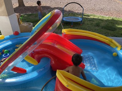 Intex 9.75 x 6.3 Ft Rainbow Slide Inflatable Pool & Water Slide