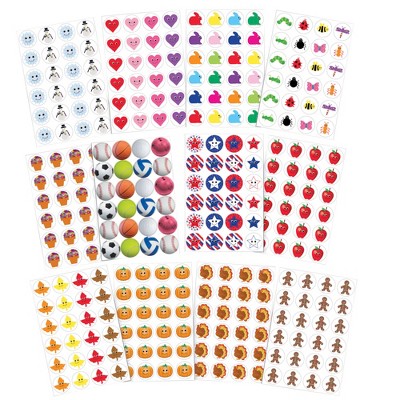 School Smart Assorted Seasonal Stickers, 60 Sheets, Pack of 1440