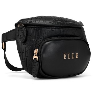 ELLE Luggage Wayfarer 1.8L Vegan Leather Monogram Belt/Crossbody Bag - Black - 1 of 4