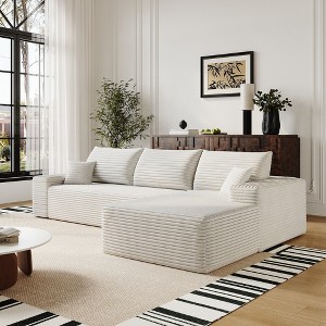 Whisen Convertible Sleeper Sofa Bed, Plush Corduroy Fabric, Back Support with Pillow - 1 of 4