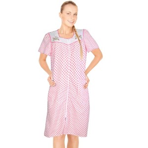 JEFFRICO House Dresses for Women with Pockets - Lightweight Breathable Short Sleeve Muumuu & Nightgowns - Zipper Front Housecoat and Dusters - 1 of 4