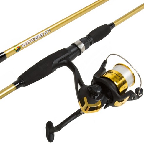 Fishing Rod and Reel Combo, Spinning Reel Fishing Pole, Fishing Gear for  Bass and Trout Fishing, Gold, Strike Series by Leisure Sports