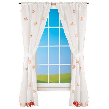 Collections Etc Multicolored Maple Leaf Embroidered Window Curtains
