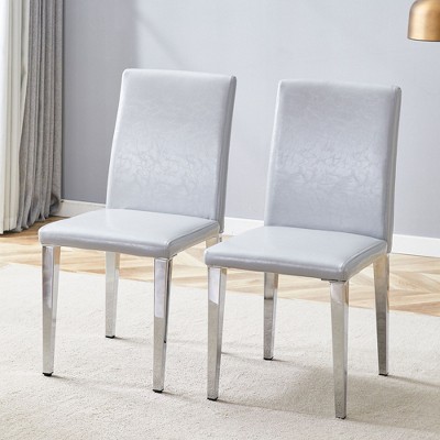 CAVINAS 18" Upholstery Dining Chairs,Set of 2/4,Modern PU Chairs with Upholstered Backrest and Metal Legs,Dining Furniture Chair
