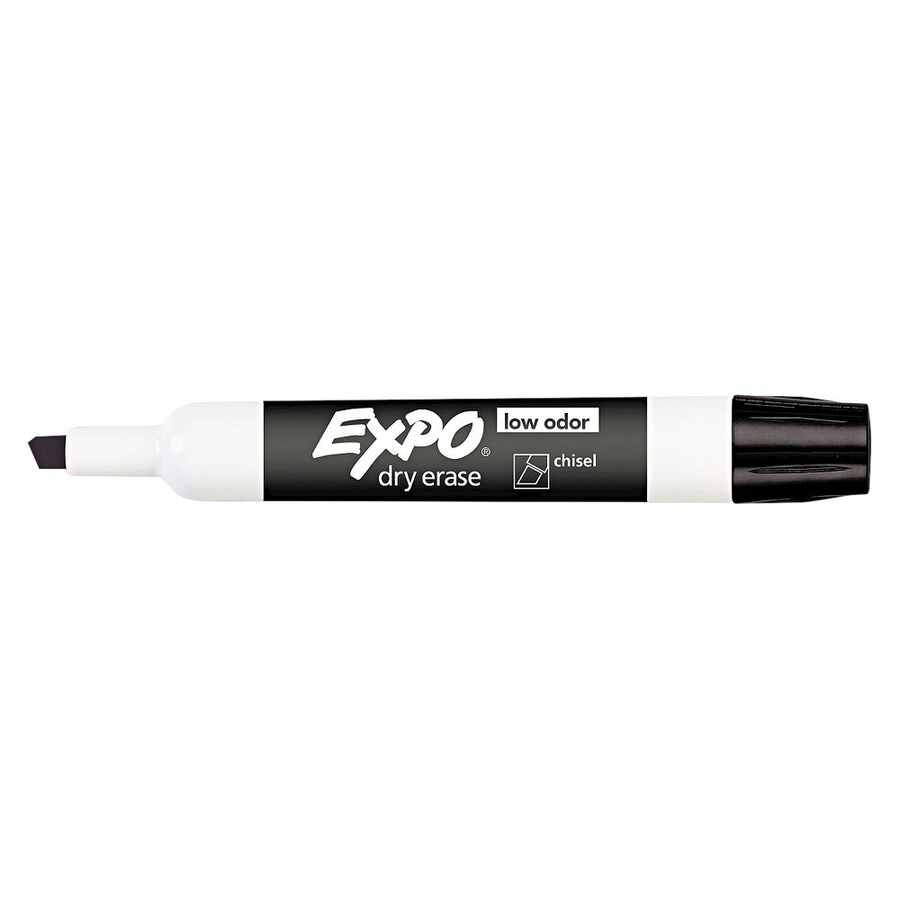 Expo® Low Odor Dry Erase Markers  Chisel Tip  Black  12 Count