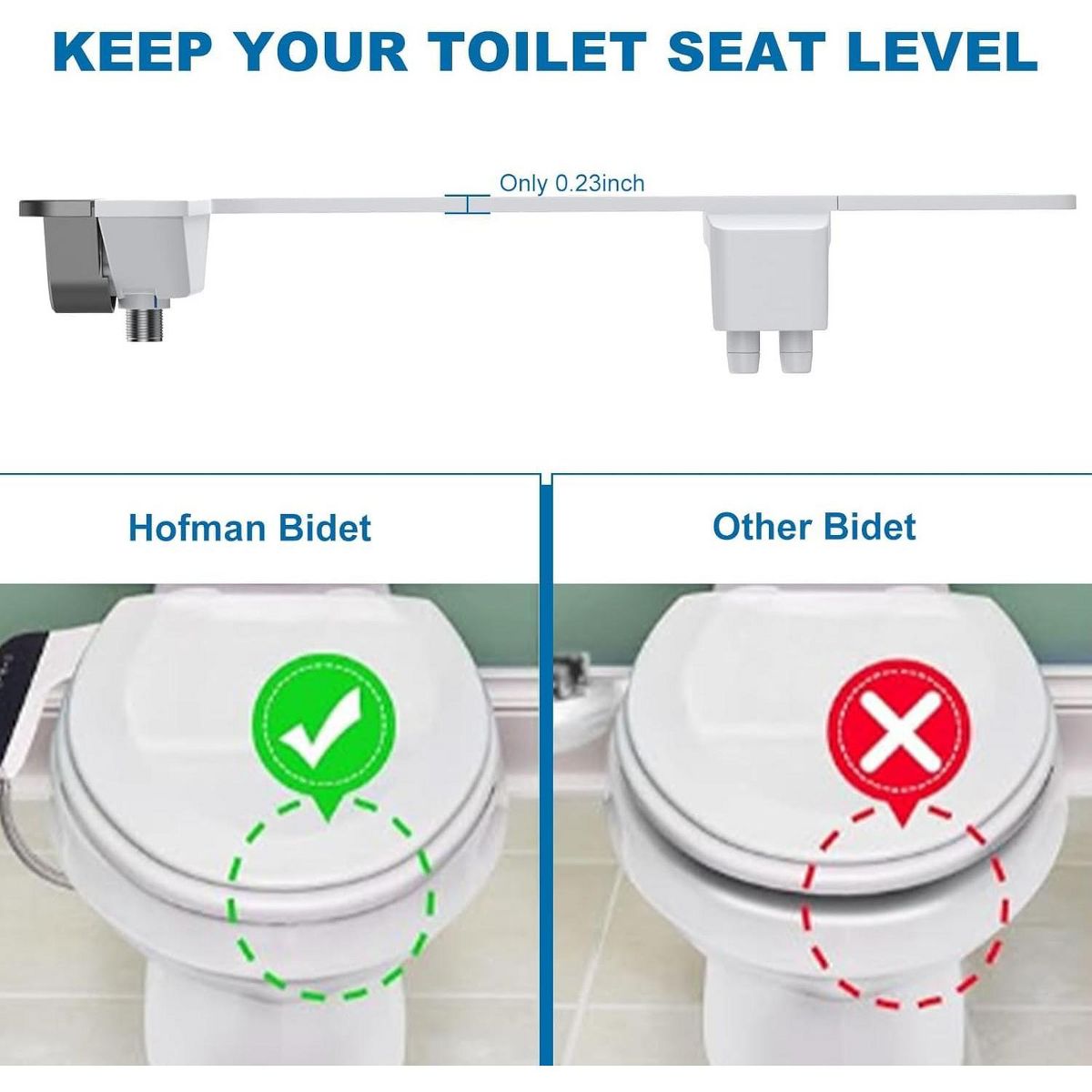 Ultra-Slim Bidet Attachment for Toilet, Non-Electric Cold Water Sprayer, Adjustable Pressure Dual Nozzle for Front/Rear Wash, Bathroom, White/Gray - thumbnail 3