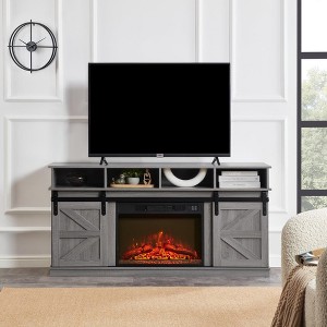 Hotraffy Modern Farmhouse TV Media Stand,with 23in  Fireplace Insert - 1 of 4