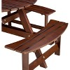 Gulches 8-Person Round Outdoor Picnic Table with 4 Built-in Benches - 2" Umbrella Hole, Weather-Resistant Waterproof Wood, Brown - 4 of 4