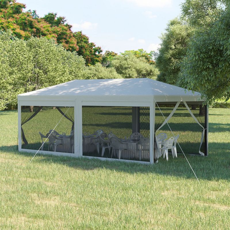 Outsunny 20' x 10' Outdoor Party Tent Gazebo Wedding Canopy with Removable Mesh Sidewalls, 3 of 10