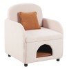 Akoasm Furniture Style 2-in-1 Plush Fabric Pet-Friendly Casual Armchair with Lumbar Pillow for Living Room, Bedroom-Cream White - 4 of 4