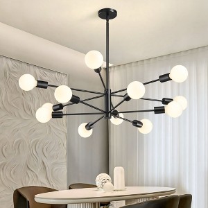 KAISITE 12-Light Mid-Century Sputnik Chandelier in Brushed Brass, A Dazzling Centerpiece for Grand Spaces - 1 of 4
