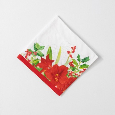 Sullivans Poinsettia Cotton Napkin Set of 4, 20"W x 20"L Multicolored