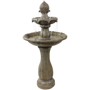 Sunnydaze 46" H Outdoor 2-Tier Pineapple Solar Water Fountain with Battery Backup - 1 of 4