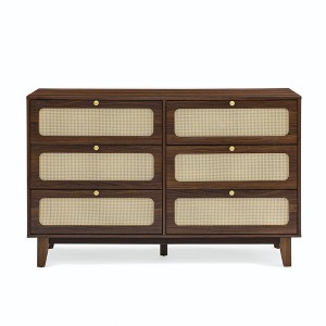 Vynxaria Antique Wooden Six-Drawer Dresser - Versatile Storage Cabinet for Bedroom, Living Room & Corridor, Ideal for TV & Organizing Essentials. - 1 of 4