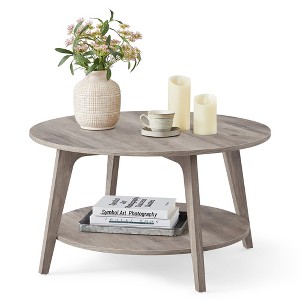 Round Coffee Table, 32''Circle Coffee Tables with 2-Tier Storage Shelf, Easy to Assemble for Living Room - 1 of 4