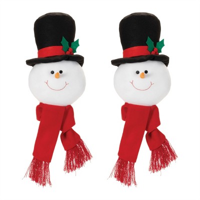 Plush Snowman Head Ornament (Set of 2)