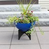 ACHLA Designs 20" Wide Planter Bowl Galvanized Steel with Black Wrought Iron Norma Plant Stand French Blue - 4 of 4