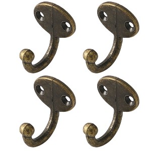Unique Bargains DIY Bathroom Robe Coats Towels Zinc Alloy Hooks Bronze Tone 4 Pcs - 1 of 4