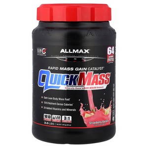 ALLMAX QUICKMASS, Strawberry Banana - 3.5 lb - Rapid Mass Gain Catalyst - Up to 64 Grams of Protein Per Serving - 3:1 Carb to Protein Ratio - Zero - 1 of 4