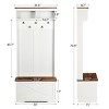 Minimalist Vintage Entryway Hall Tree Wardrobe with Storage Bench, Hooks & Compartments, 31.5"W x 70.9"H Bedroom Organizer-3irtyhousy - 4 of 4