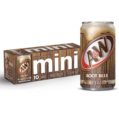 A&W Root Beer Soda - 10pk/7.5 fl oz Mini Cans