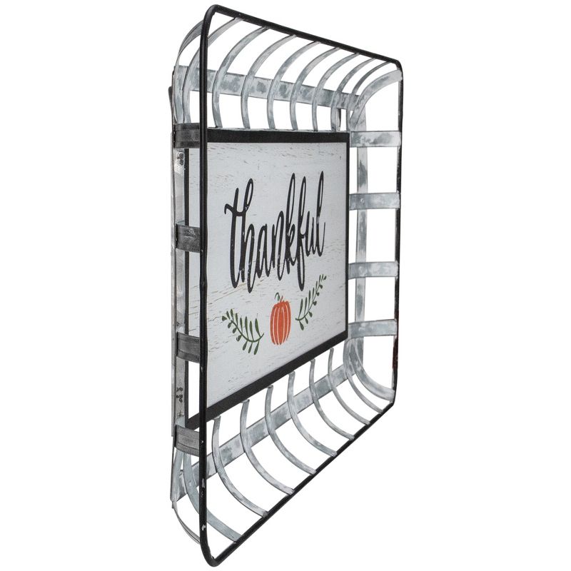 Northlight 24" Silver and White With a Pumpkin "Thankful" Rectangular Fall Serving Tray Sign, 3 of 5