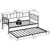 Twin Size Metal Daybed Frame with Trundle, Twin Size Day Bed with Pull-Out Trundle, Heart Design, with Steel Slats Support - 3 of 4
