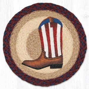 Earth Rugs Country Western American Boot Printed Round Trivet – 10" Table Protector - 1 of 3