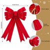 Aoibox 2 Pcs Red Velvet Christmas Bows 16x24 Inch Large Glitter Gold Edge Tree Topper Wreath Bow Outdoor Indoor Holiday Decor - 4 of 4