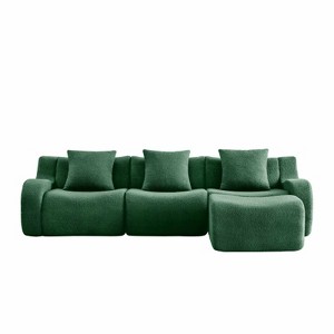 Aukfa Modular Teddy Fabric Sofa,Convertible Modular Sectional Sofa Set , 3-Seats with 1/2/3 Ottoman Soft Boneless Design for Living Room - 1 of 4