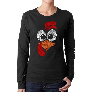 LA Pop Art Turkey Face - Women's Word Art Long Sleeve T-Shirt - 1 of 4