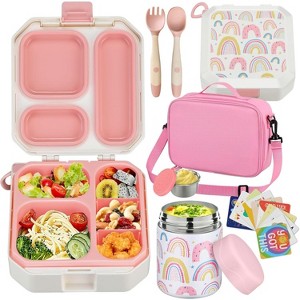 Bento Lunch Box for Kids with 12oz Soup Thermo Leak-Proof Lunch Food Container with 5 Compartment Thermo Hot Food Jar - 1 of 4