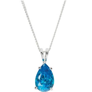 Bereavement Tear To Remember Turquoise Teardrop Pendant 18 Inch Silver Plated Women's Necklace in Jewelry Box with Sentiment Card - 1 of 4