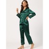 Allegra K Women's Satin Button Down Sleepshirt with Pants Sleepwear Pajama Set - 3 of 4