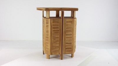 Teak Wood Indoor Outdoor Folding Bar Table with Expandable Sides