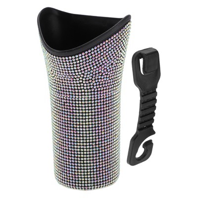 Unique Bargains Car Trash Can with Hook Hanging Plastic Rhinestone Trash Bin Multicolor 1 Pc
