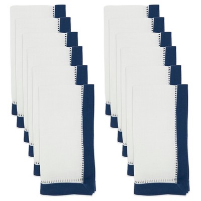 Elegant Navy Blue and White Hemstitch Napkin Set