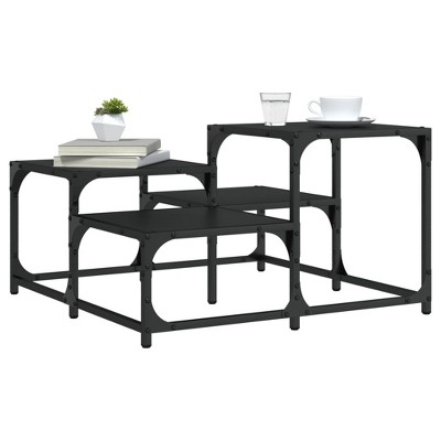 vidaXL Coffee Table Black Engineered wood, Metal Medium Industrial