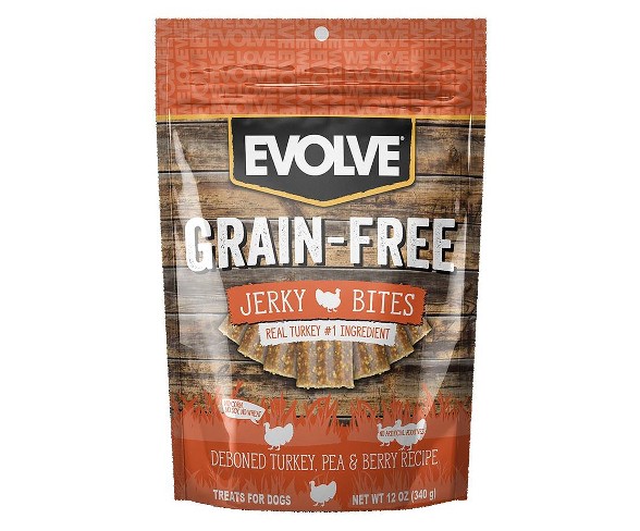 Evolve Grain-Free Jerky Bites Turkey Dog Treats - 12oz