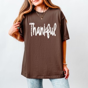 Simply Sage Market Thankful Cursive Distressed Heavyweight Tee - 1 of 4