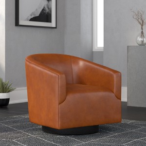 XIYUYEU Wood Base Swivel Accent Chair, Extended Wearability Fabric Upholstered Arm Chair - 1 of 4