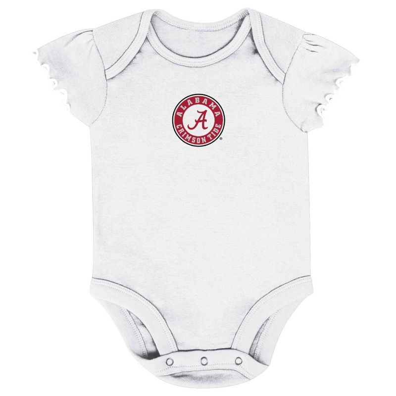 NCAA Alabama Crimson Tide Infant Girls&#39; 3pk Bodysuit Set, 3 of 5